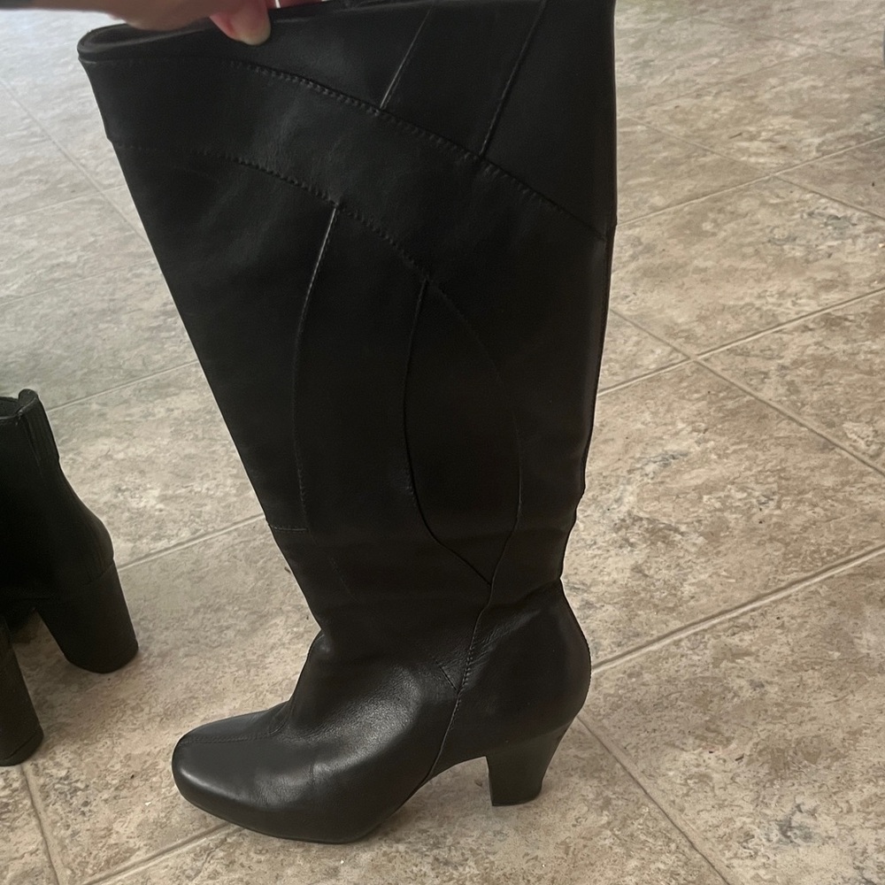 Clarks Black Heeled Knee-High Boots